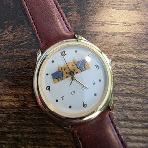 Winnie The Pooh Disney Catalog Brown Leather Strap Watch
